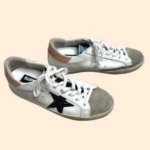 Golden Goose White and Black Athletic Shoes